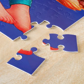 fille assise au puzzle de la plage (Côté)