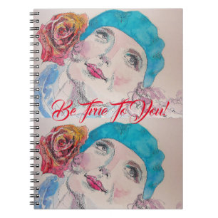 Fille au béret rose rouge Soyez vrai cahier pour f