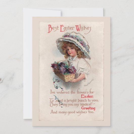 Fille au bonnet Invitation de Pâques (Devant)