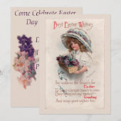 Fille au bonnet Invitation de Pâques (Devant / Derrière)