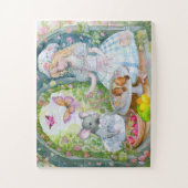 Fille au jardin avec des amis puzzle (Vertical)