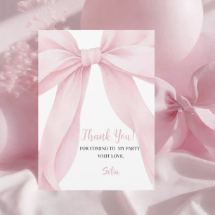 Fille au nœud rose Invitation Anniversaire 1 an à