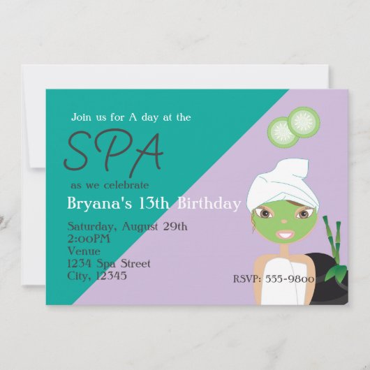 Fille au Spa Beauté Anniversaire Invitation (Devant)