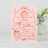 Fille au sundae de glace rose Invitation pour une  (Debout devant)
