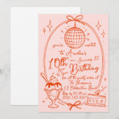 Fille au sundae de glace rose Invitation pour une  (Devant / Derrière)