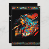 Fille autochtone jouant de la flûte Invitations po (Devant / Derrière)