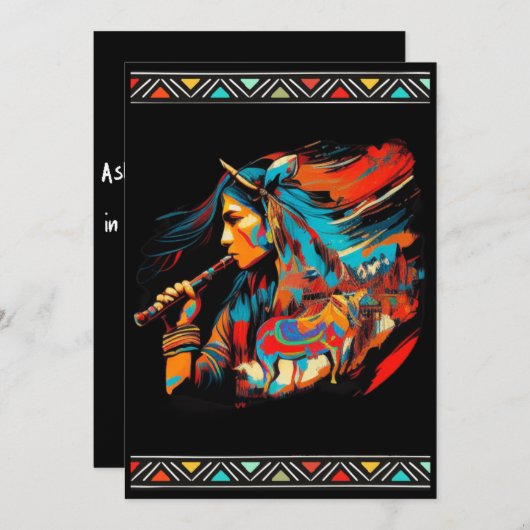Fille autochtone jouant de la flûte Invitations po (Devant / Derrière)