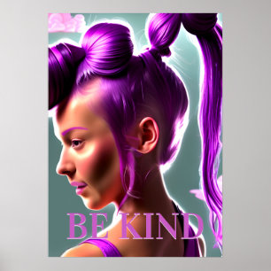 Fille aux cheveux violets Poster être gentil