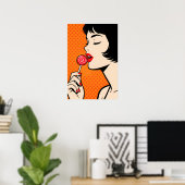 Fille avec affiche pop art Lollipopl (Bureau à domicile)