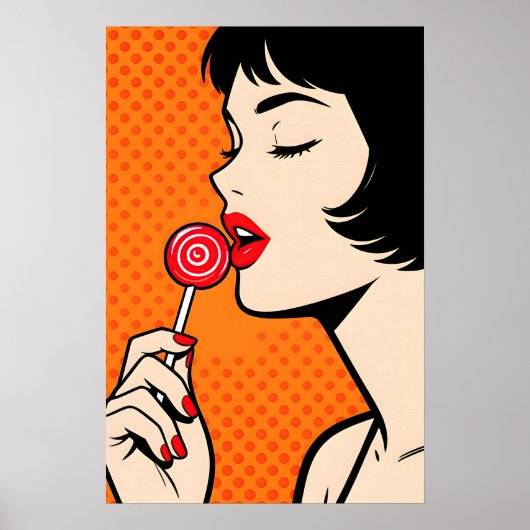 Fille avec affiche pop art Lollipopl (Devant)