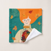 Fille avec arbres d'automne en Jar (Gant de toilette)