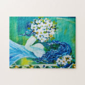 Fille Avec Bouquet De Printemps Puzzle Art (Horizontal)