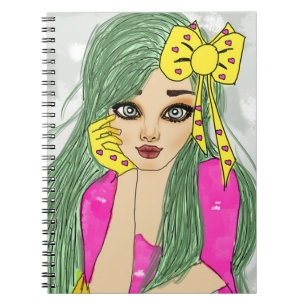 Fille Avec Carnet De Ruban Jaune (80 Pages B&W)