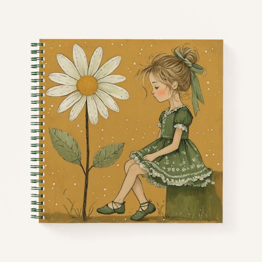 Fille avec Carré de marguerite Carnet spirale (Devant)