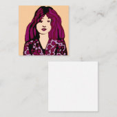 Fille avec carte d'appel de cheveux rouge violet (Devant / Derrière)
