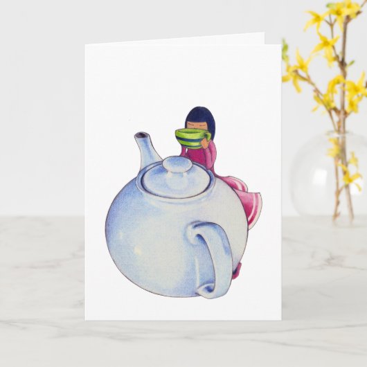 Fille avec carte thé (Fleur jaune)