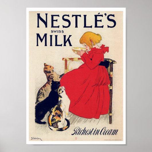 Fille avec chats, Poster vintage, Alexandre Steinl (Devant)