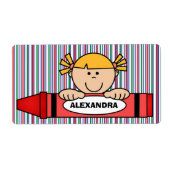 Fille avec cheveux blonds Crayon Étiquette d'appro (Devant)