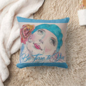 Fille avec coussin d'aquarelle rouge Beret Rose (Couverture)