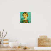 fille avec fleurs en van gogh poster & empreintes (Cuisine)