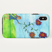 Fille avec Flower Kite iPhone X Coque (Dos (Horizontal))