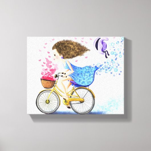 Fille avec impression sur toile de vélo (Recto)