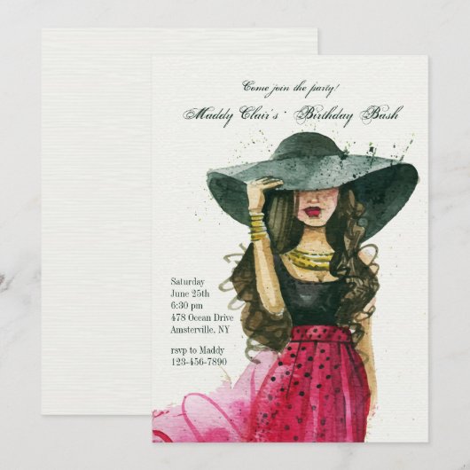 Fille avec invitation Casquette (Devant / Derrière)