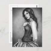 Fille avec la carte postale rose (Devant / Derrière)