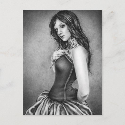 Fille avec la carte postale rose (Devant)