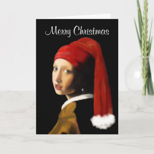 Fille avec la perle d'oreille carte de Noël