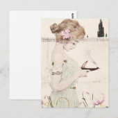 Fille avec Lampe Art Nouveau Carte Postale (Devant / Derrière)