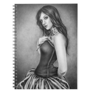 Fille avec le carnet de rose