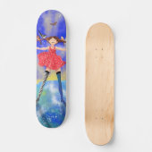 Fille avec les oiseaux Skateboard amis (Recto)