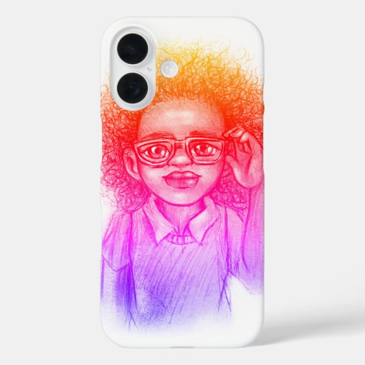 Fille avec lunettes, coque iphone (Verso)