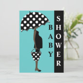 Fille avec parapluie Baby Shower Invitations (Debout devant)
