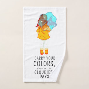 Fille avec parapluie dans le vent Citation positiv