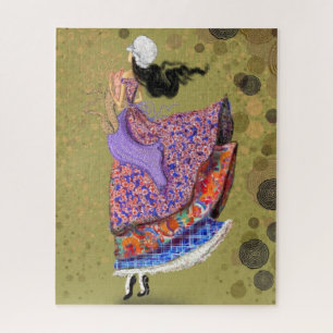 Fille avec robe colorée Puzzle