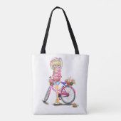 Fille avec Sac fourre-tout Vélo Rose (Dos)
