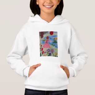Fille avec Sweat - shirt à capuche de ballon rouge