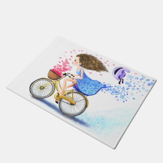 Fille avec tapis de porte de vélo (Incliné)