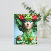 Fille avec tulipes, carte postale pour le post-cro (Debout devant)