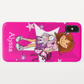 Fille avec un cadeau et lapin blanc mignon coque r (Dos (Horizontal))