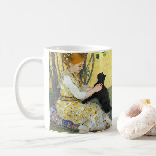 Fille avec un café en chat Mug (Avec donut)