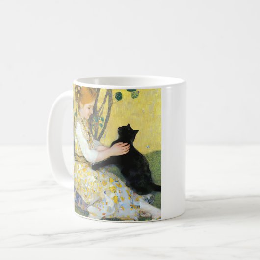 Fille avec un café en chat Mug (Devant gauche)