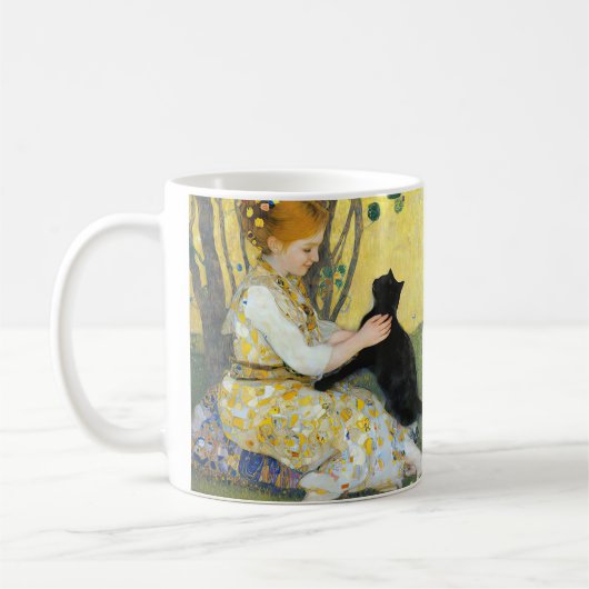 Fille avec un café en chat Mug (Gauche)