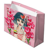 Fille avec un sac cadeau à ruban rouge (Devant Angle)