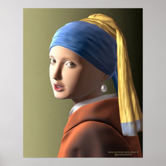 Fille avec une affiche d'oreille perle (Devant)
