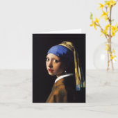 Fille avec une carte de note de boucle d'oreille (Fleur jaune)