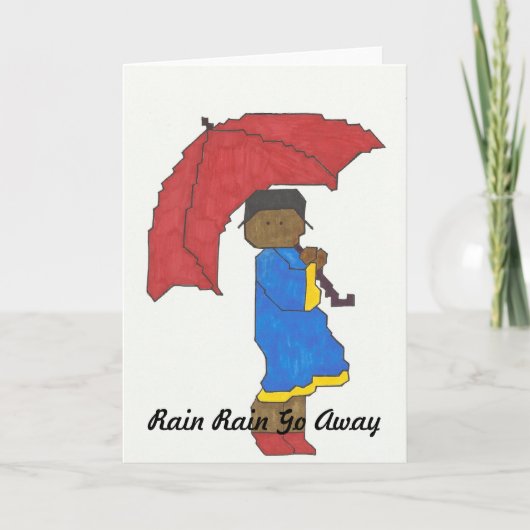 Fille avec une carte de voeux parapluie rouge (Devant)