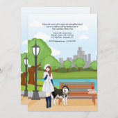 Fille avec une invitation de chien (Devant / Derrière)